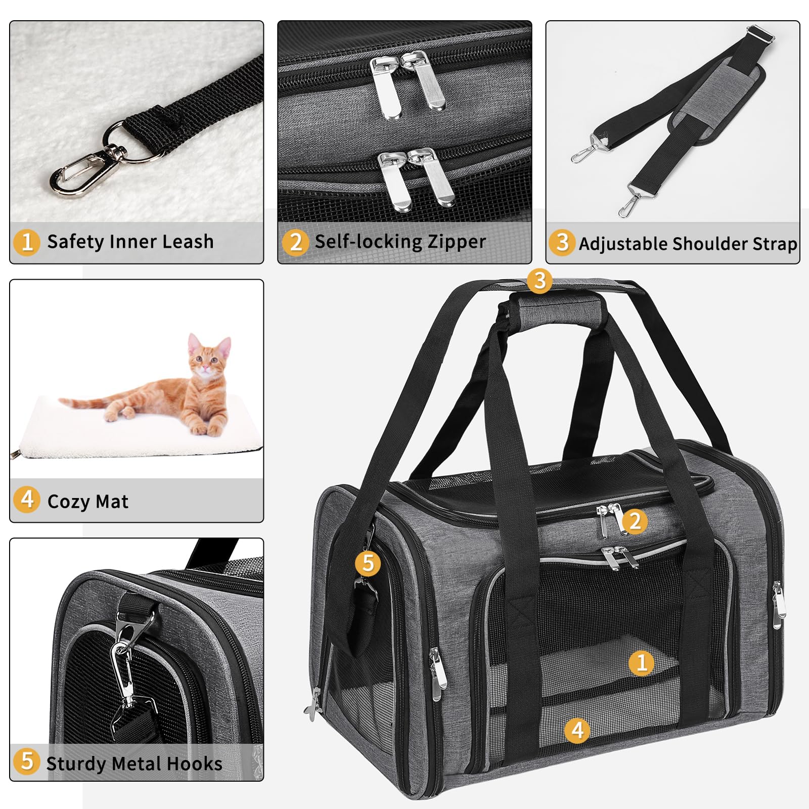LEHNI transportadora con puerta frontal y bolsillo para guardar juguetes.