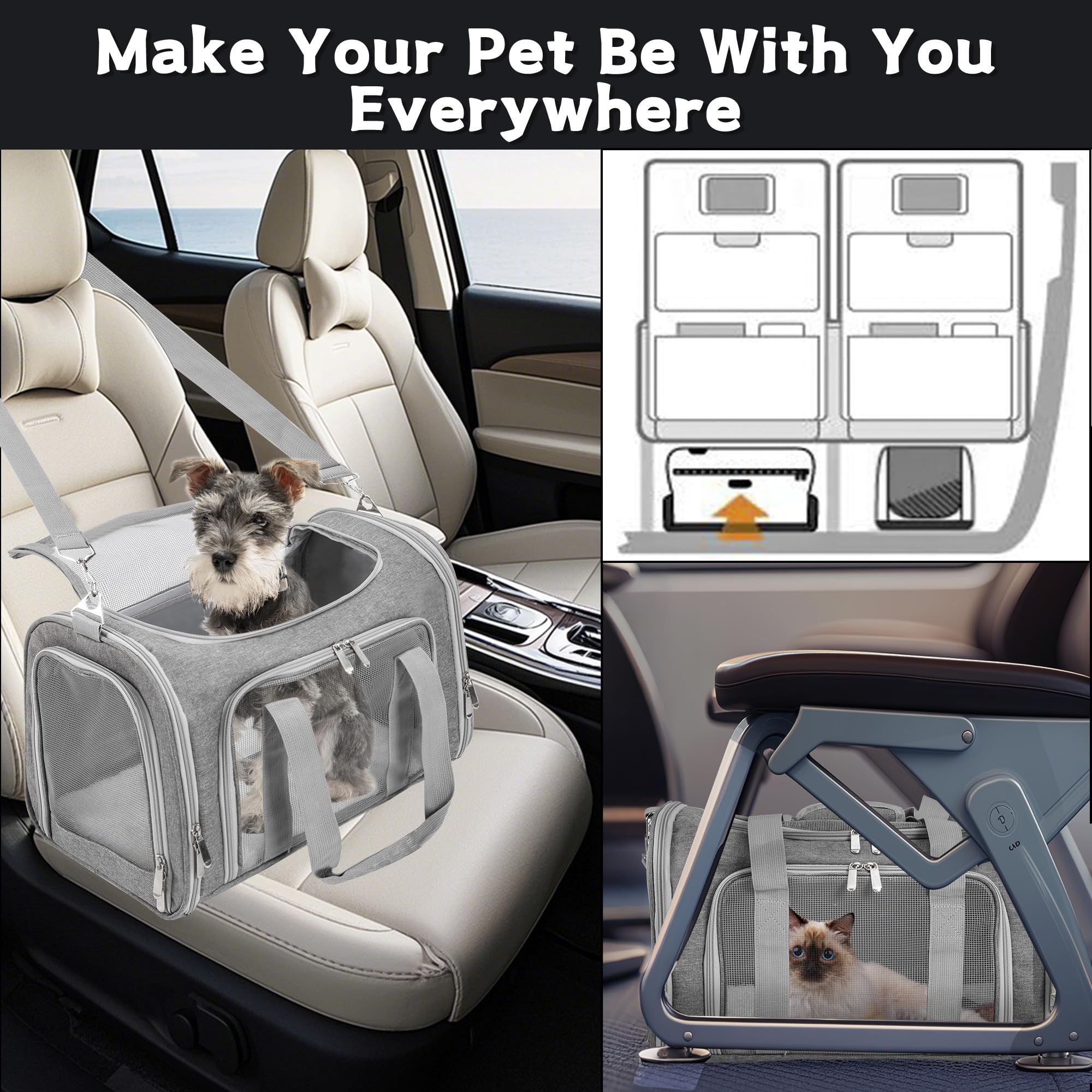 LEHNI transportín con esterilla interior lavable para limpieza rápida.