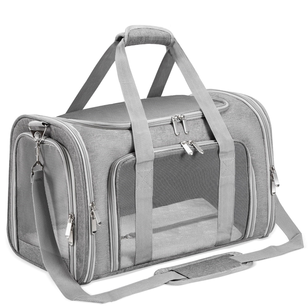 LEHNI transportín para mascotas, vista frontal, diseño resistente ideal para viajes.
