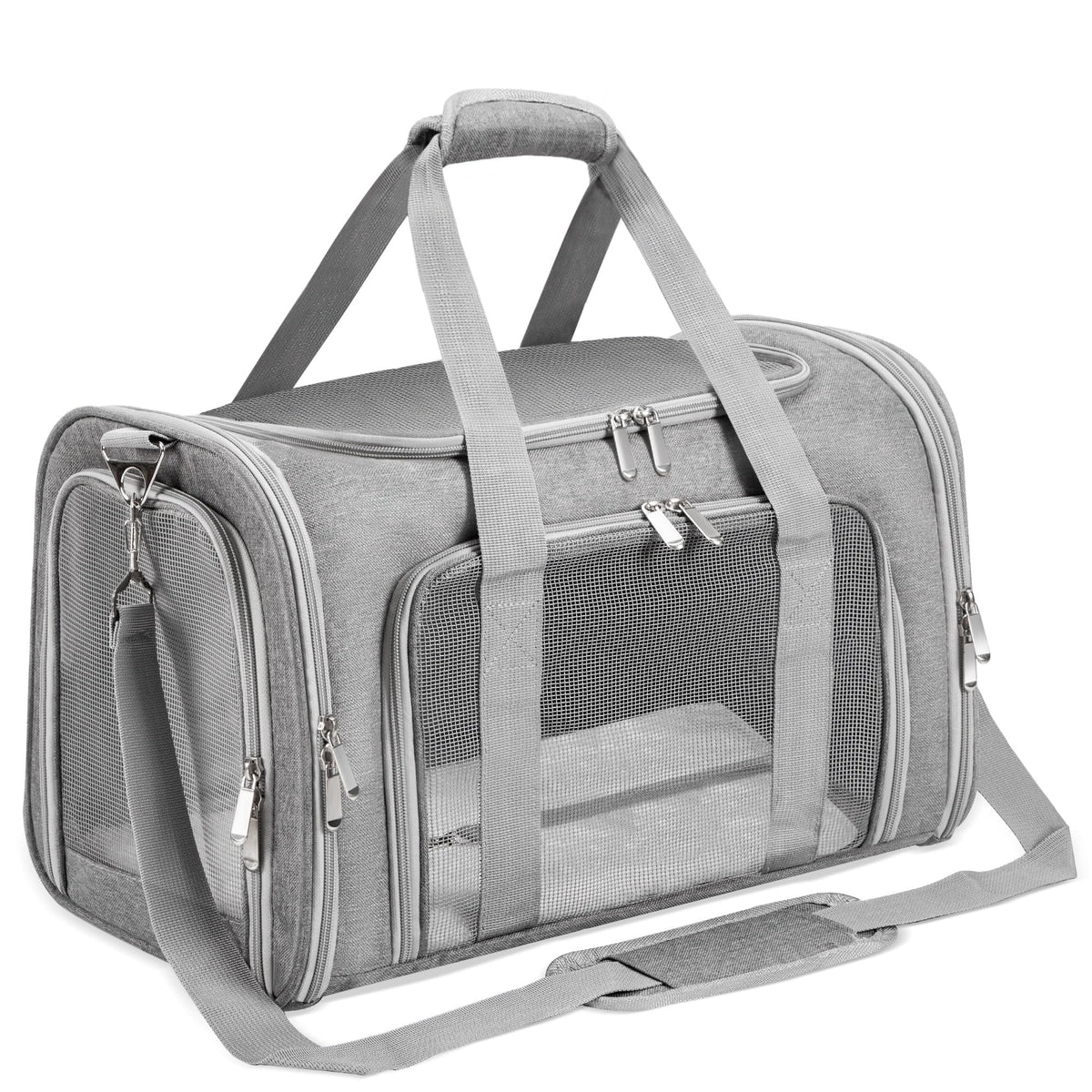 LEHNI transportín para mascotas, vista frontal, diseño resistente ideal para viajes.