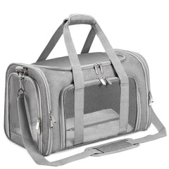 LEHNI transportín para mascotas, vista frontal, diseño resistente ideal para viajes.