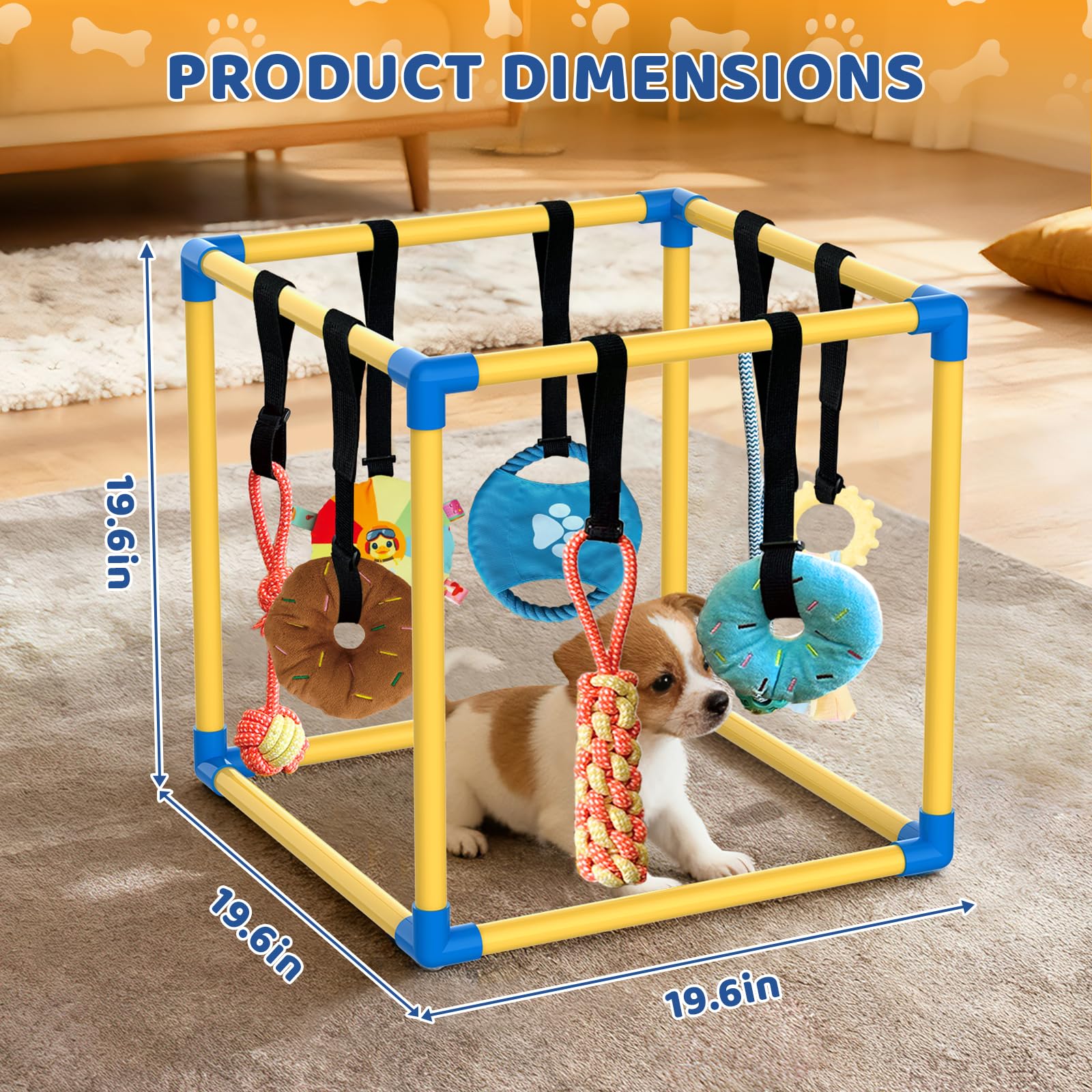 lehorra Puppy Play Gym, juguetes colgantes, fomenta exploración y distracción positiva.