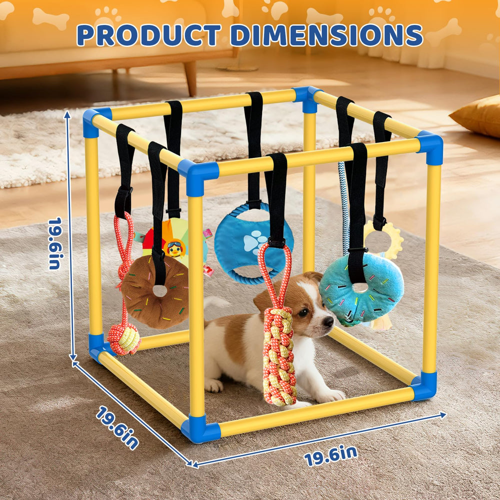 lehorra Puppy Play Gym, juguetes colgantes, fomenta exploración y distracción positiva.