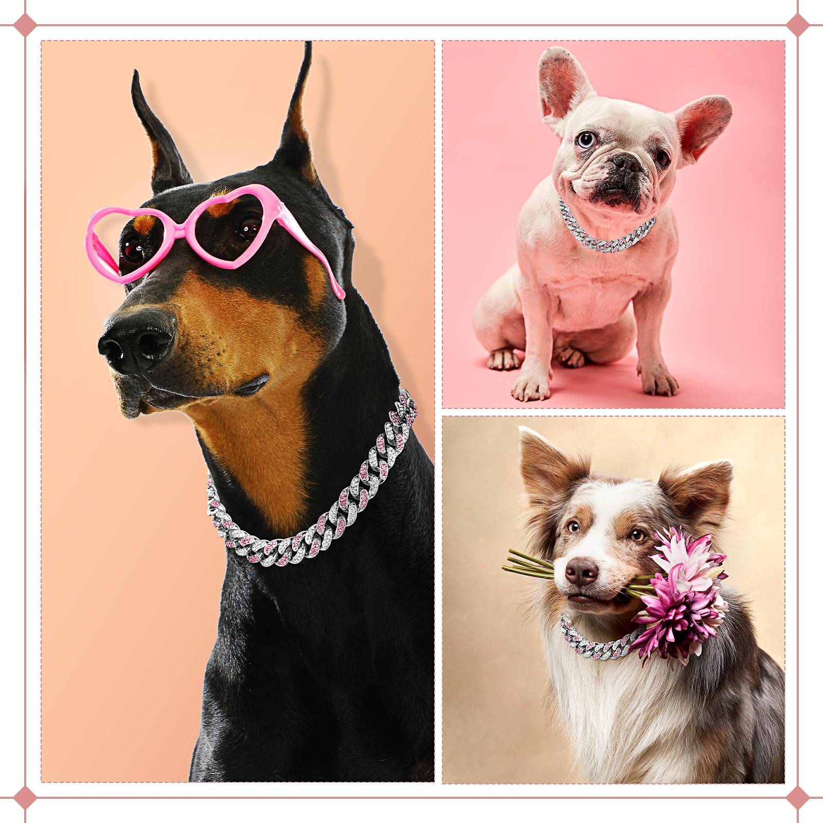 Accesorio Leifide para mascotas, collar de cadena con cristales para fiestas.