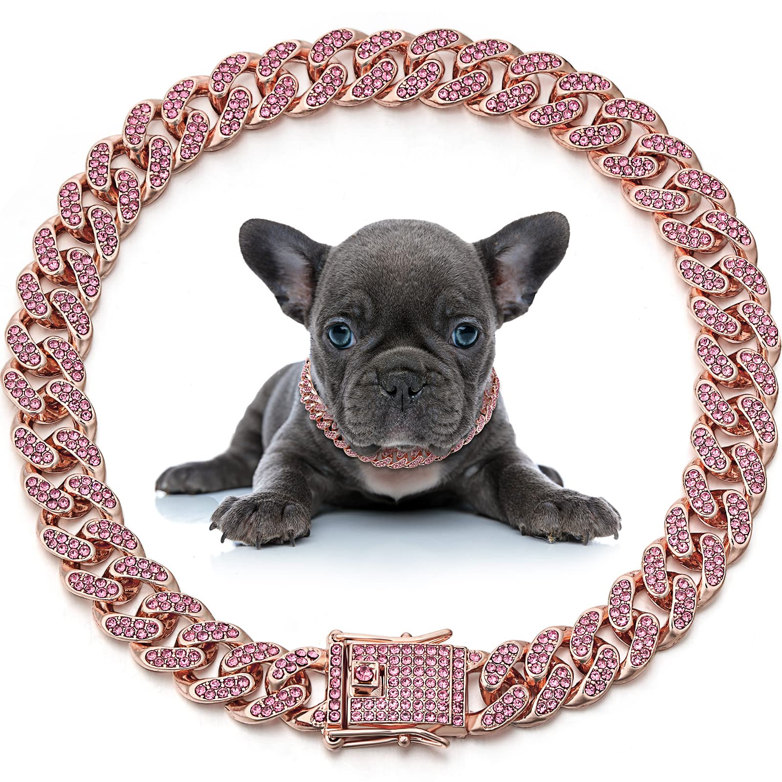 Collar LEIFIDE con diamante 12 mm en oro rosa para mascotas