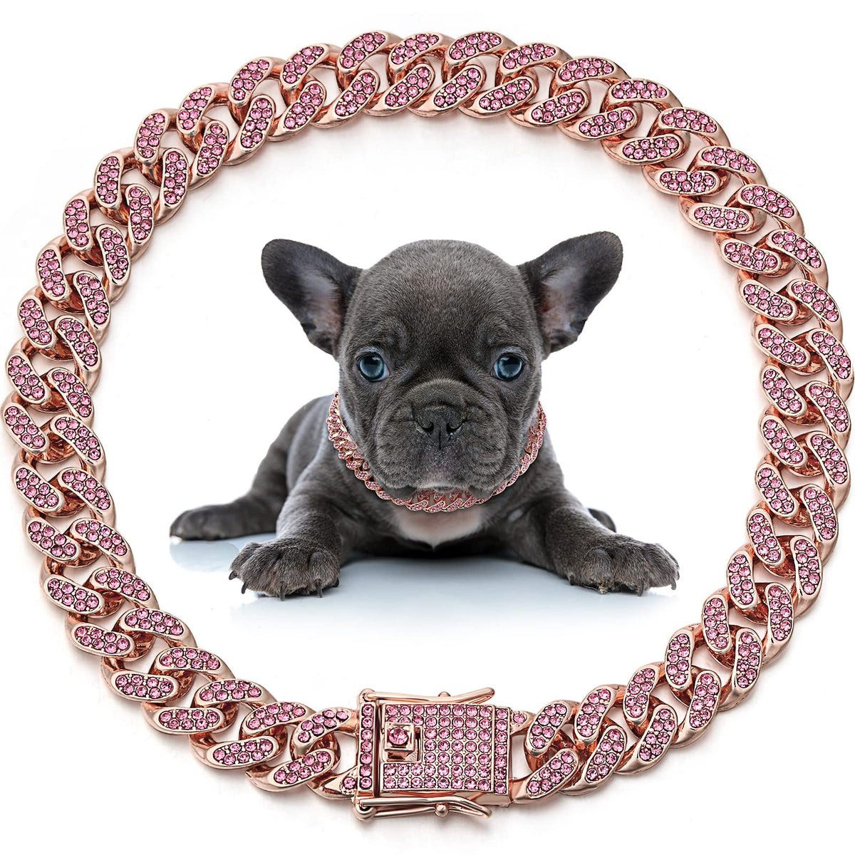 Collar LEIFIDE con diamante 12 mm en oro rosa para mascotas