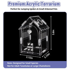LEIZHENZI terrario acrílico 8x8x14 cm, vista lateral para dimensiones compactas.