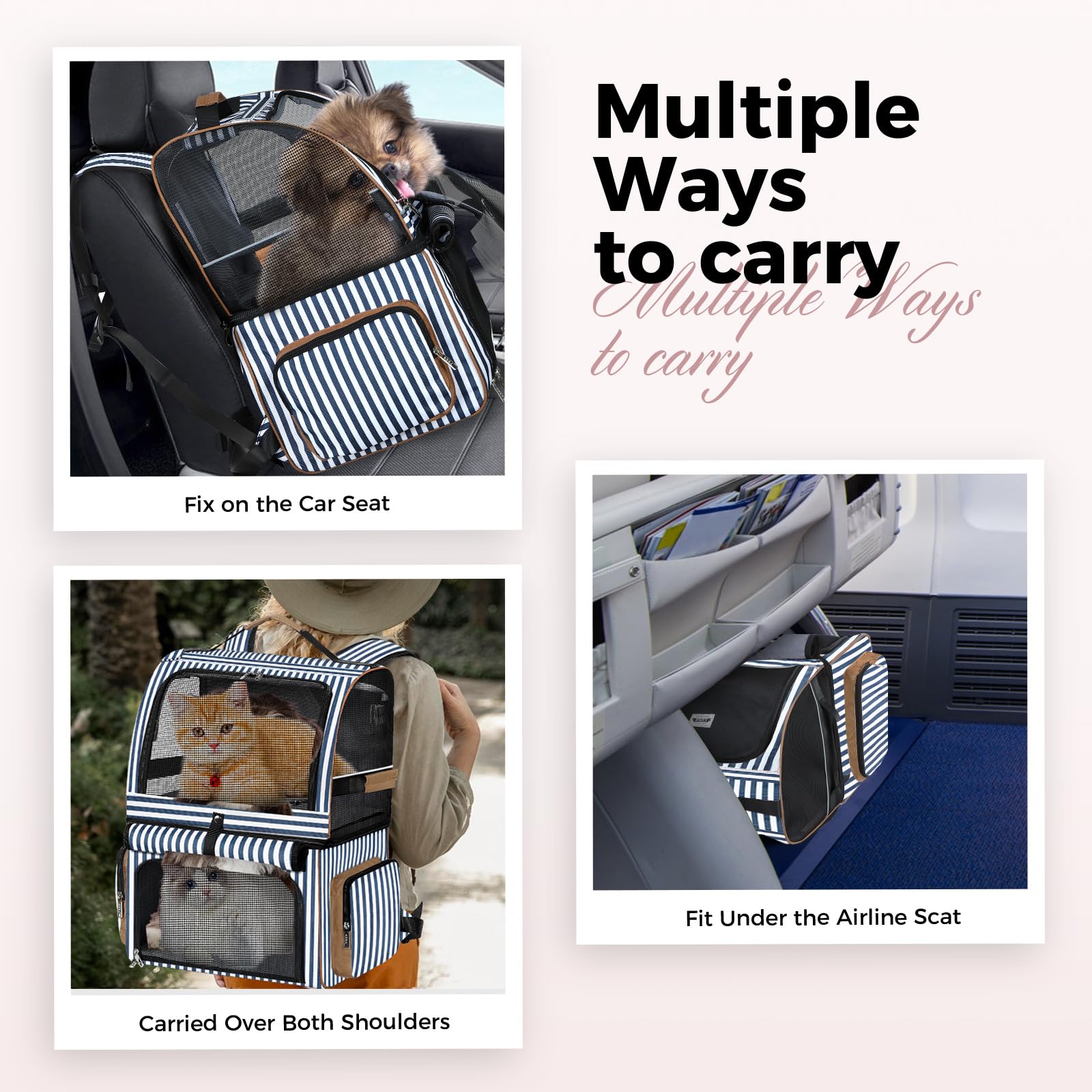 Lekebobor bolsillos laterales para suministros y accesorios del gato.