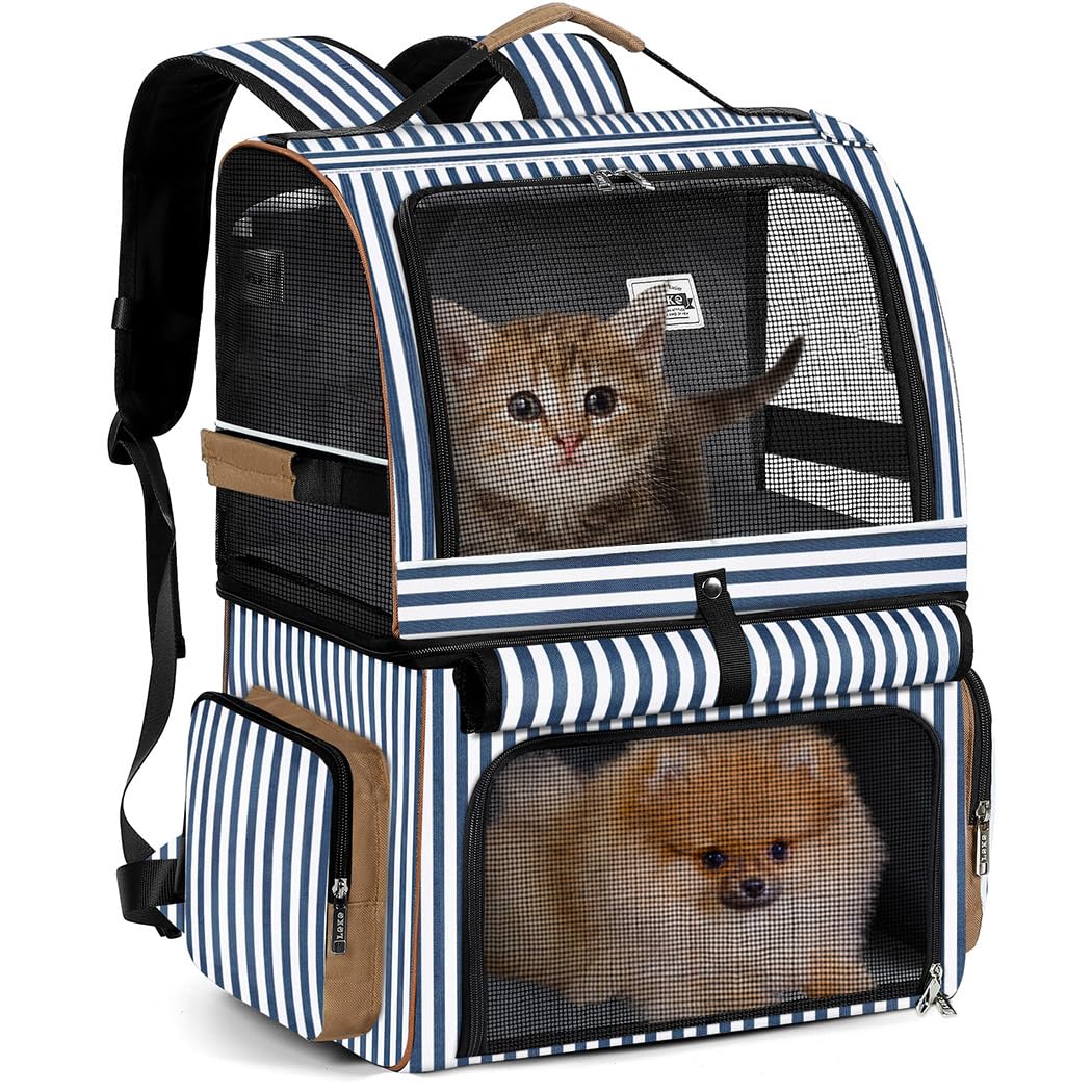 Lekebobor doble mochila para gatos con entrada frontal facilita el acceso de dos felinos.