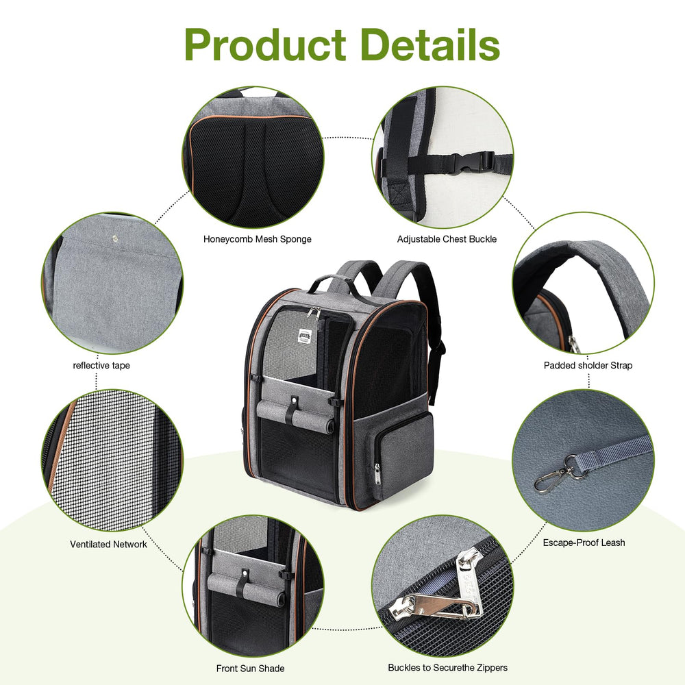 Lekebobor mochila con bolsillos laterales para accesorios de mascota