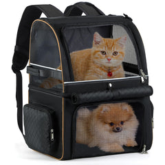Lekebobor mochila transportin doble para gatos, ideal para paseos seguros con dos felinos.