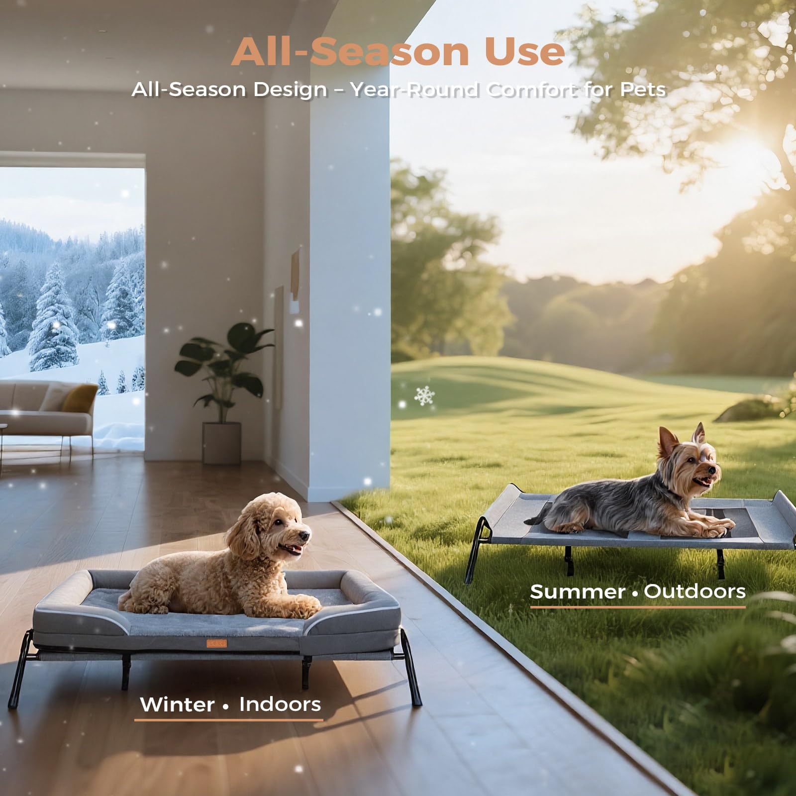 Lekereise cama para perro elevada con malla Teslin, buena ventilación y temperatura agradable.