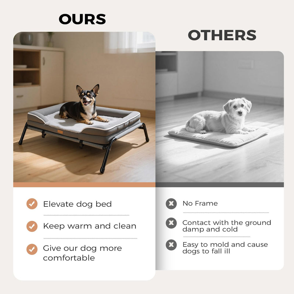 Lekereise cama elevada para interior y exterior, mantiene al perro cálido en invierno.