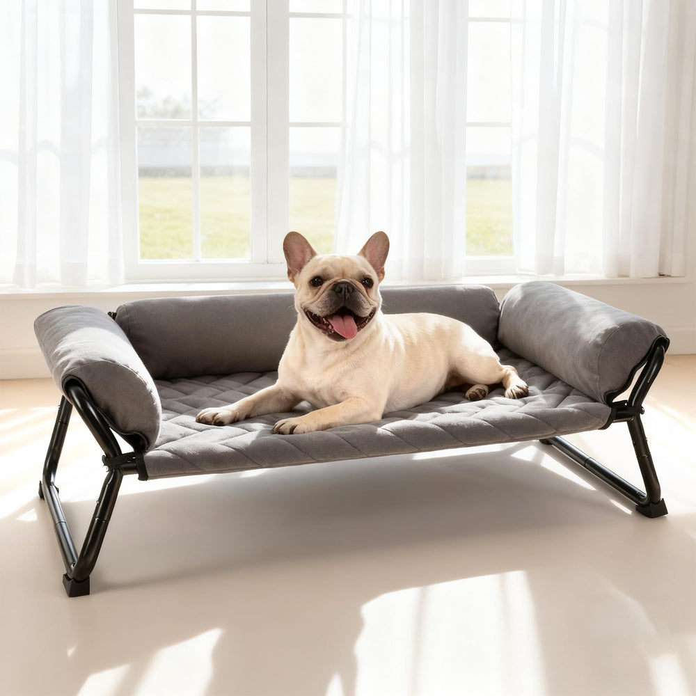 Lekereise cama-perro exterior plegable, estructura estable para terrazas y patios.