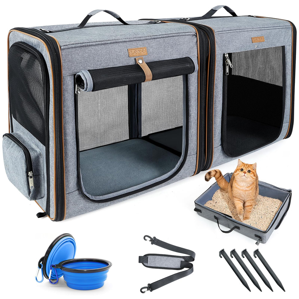 Lekereise dos transportines para gatos conectados, ideales para viajar con dos felinos.