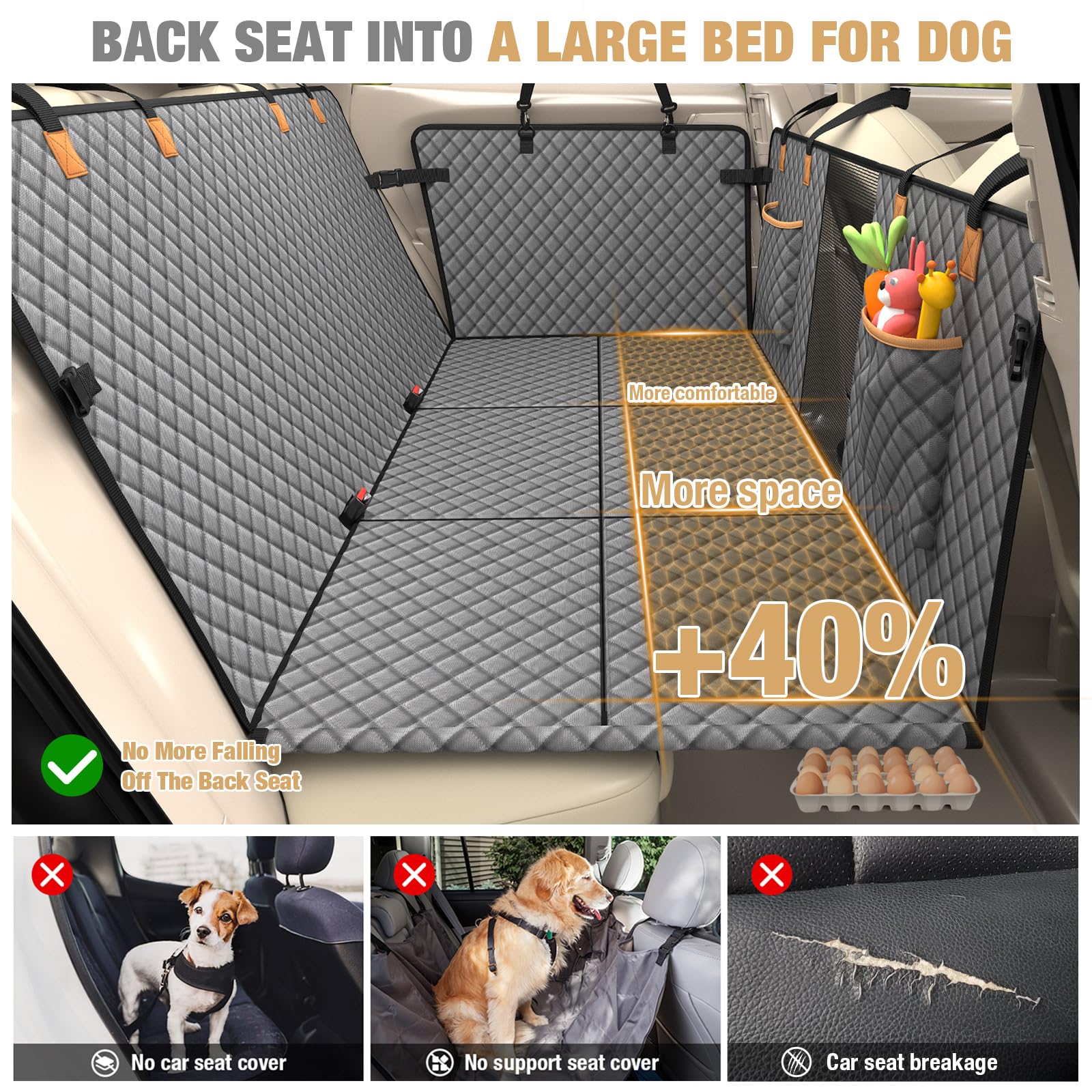 Lekereise hamaca para perros en coche ofrece seguridad adicional durante la conducción.