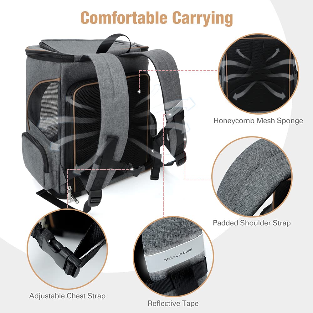 Lekereise Mochila para gatos con ventanilla en la parte superior para asomar la cabeza.