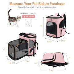 Lekereise mochila transportín, diseño expandible para más espacio a la mascota.