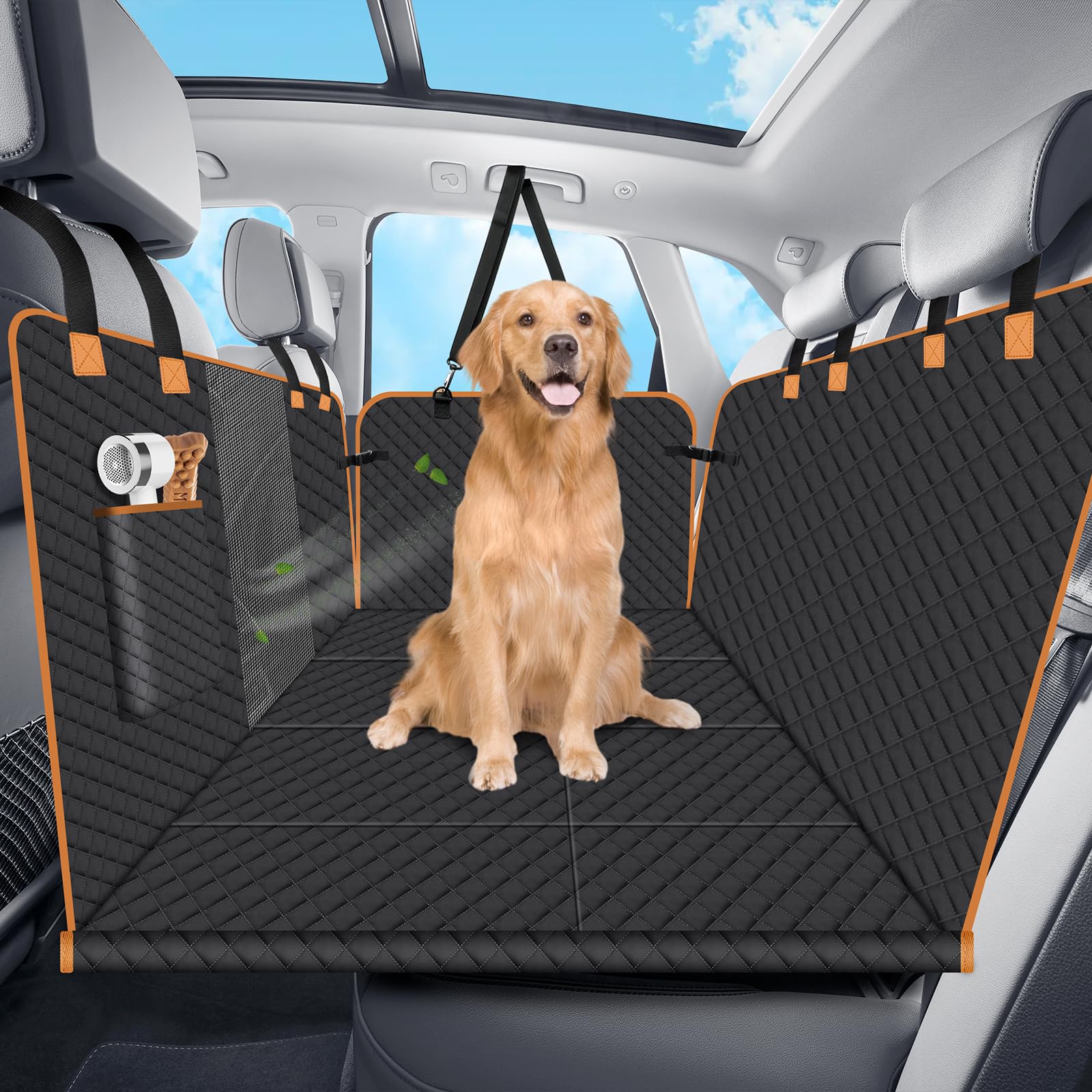 Lekespring funda de asiento para perro con soporte inferior, ideal para viajes estables.