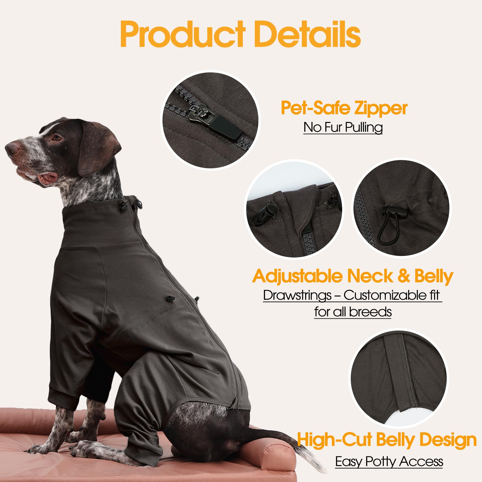 LeleTail traje de recuperación con ajuste de cuello y pecho para un ajuste personalizado.