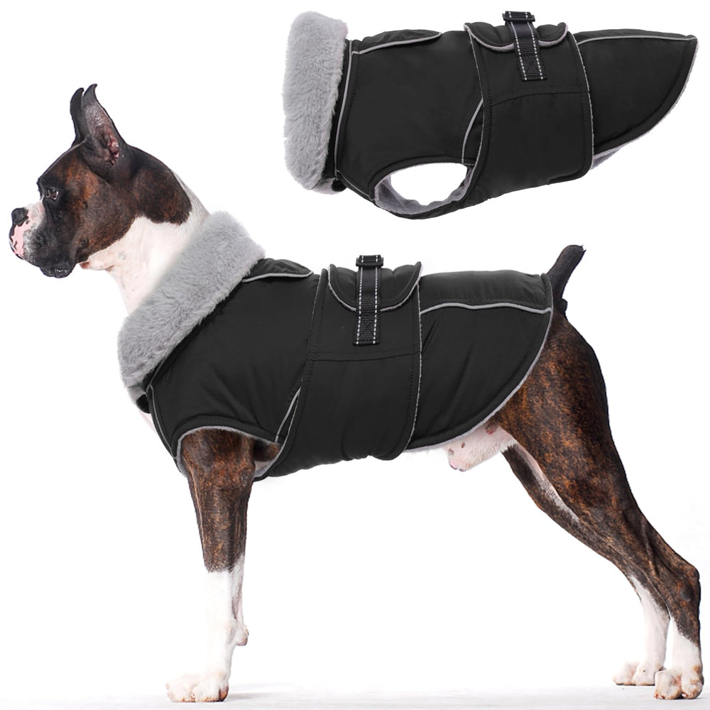 LeLePet abrigo para perro calido frontal, ideal para paseos fríos.