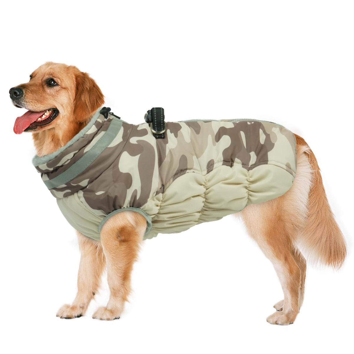 LeLePet abrigo impermeable para perros grandes con arnés integrado y ajuste comodo