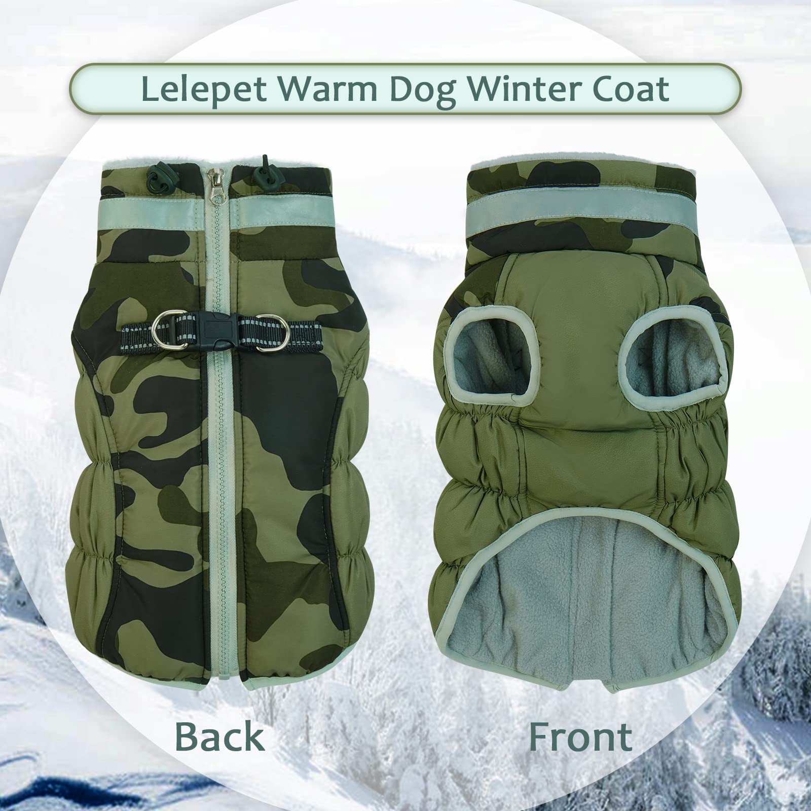 Chaqueta de invierno LeLePet para perro con cierre superior, puesta y retirada fáciles.