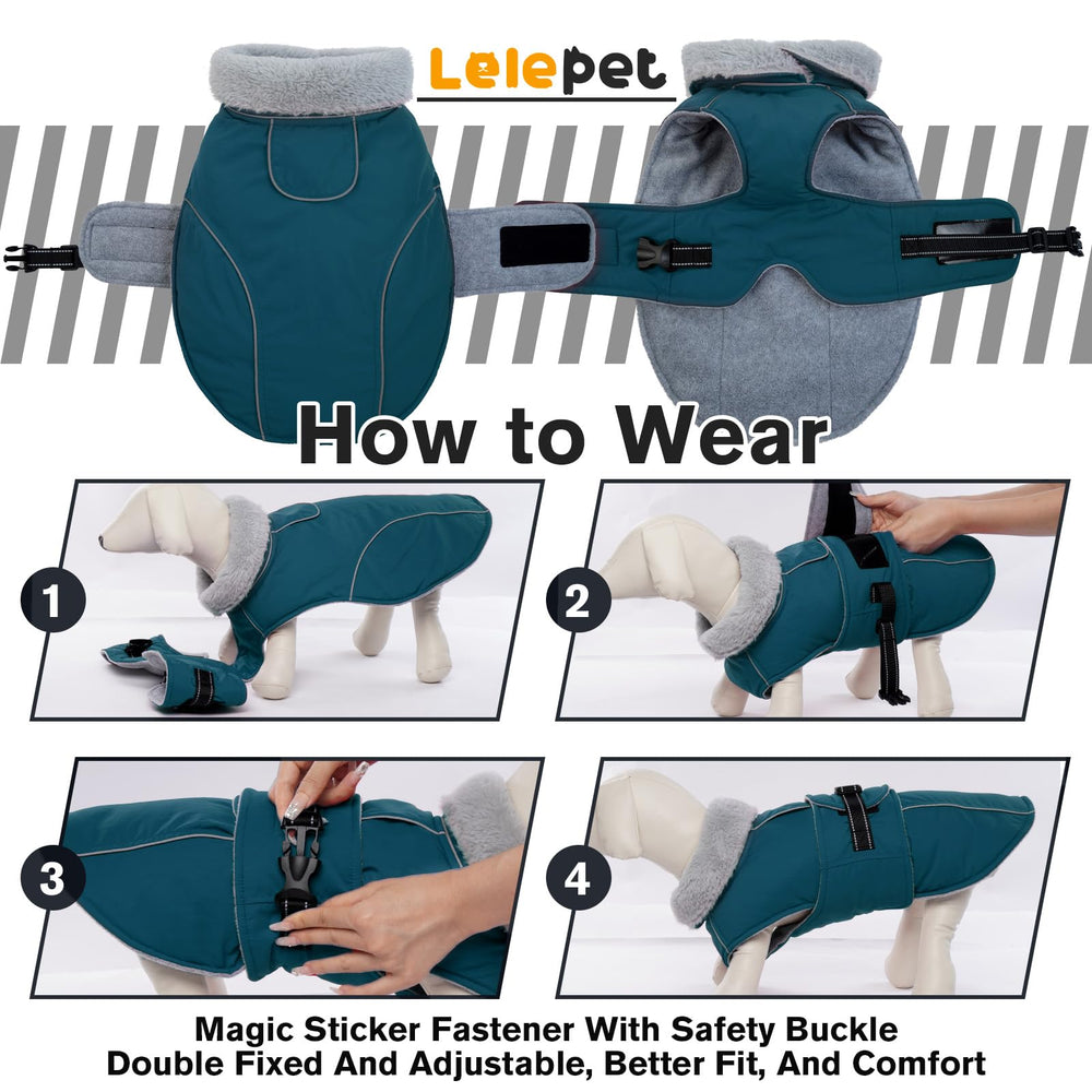 Diseño impermeable de LeLePet para lluvia y nieve manteniendo al perro seco.