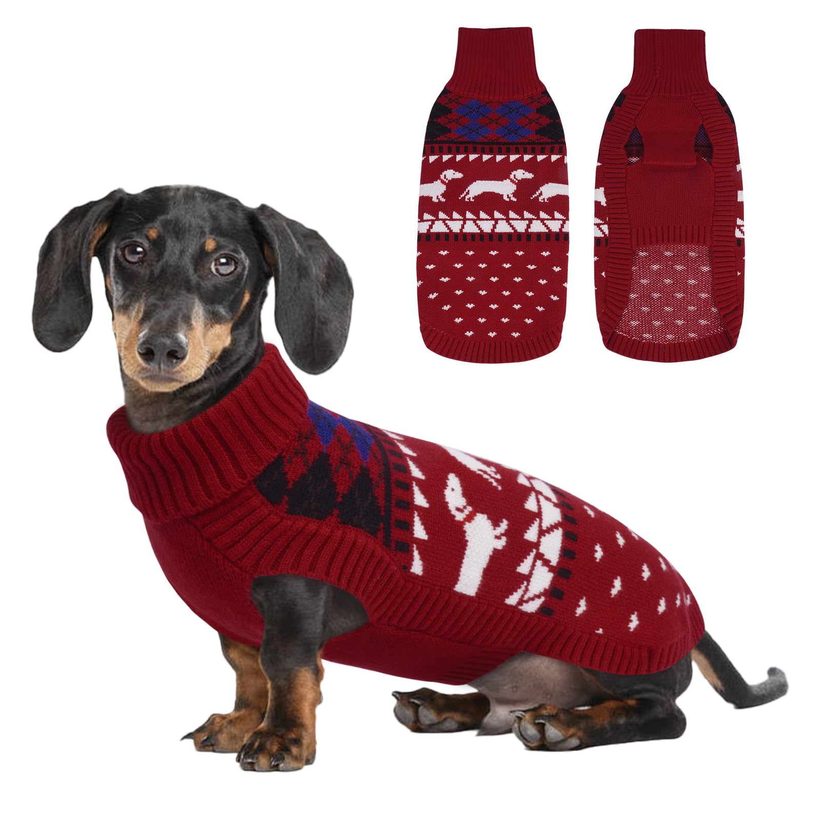 LeLePet suéter dachshund cuello alto para paseos cálidos