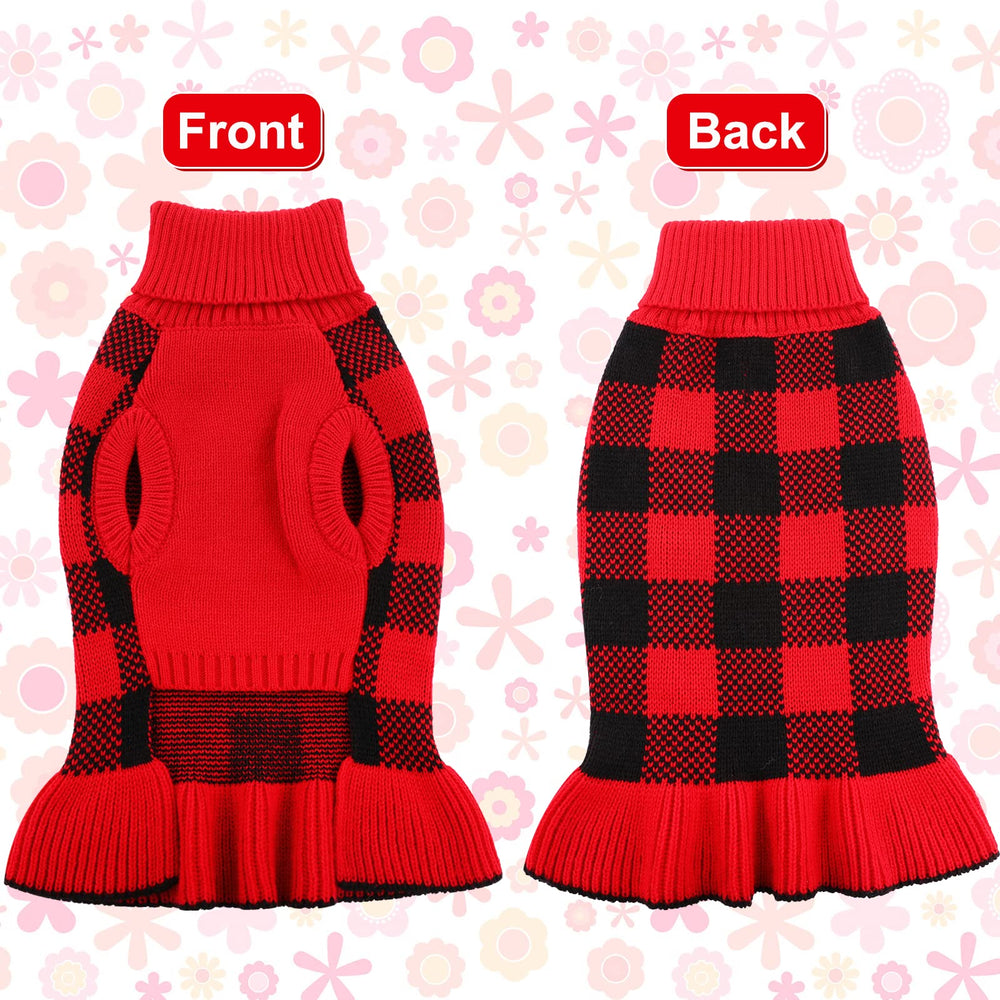 LeLePet sudadera perro estampado cuadros con volantes, ideal para fotos festivas.