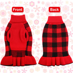 LeLePet sudadera perro estampado cuadros con volantes, ideal para fotos festivas.