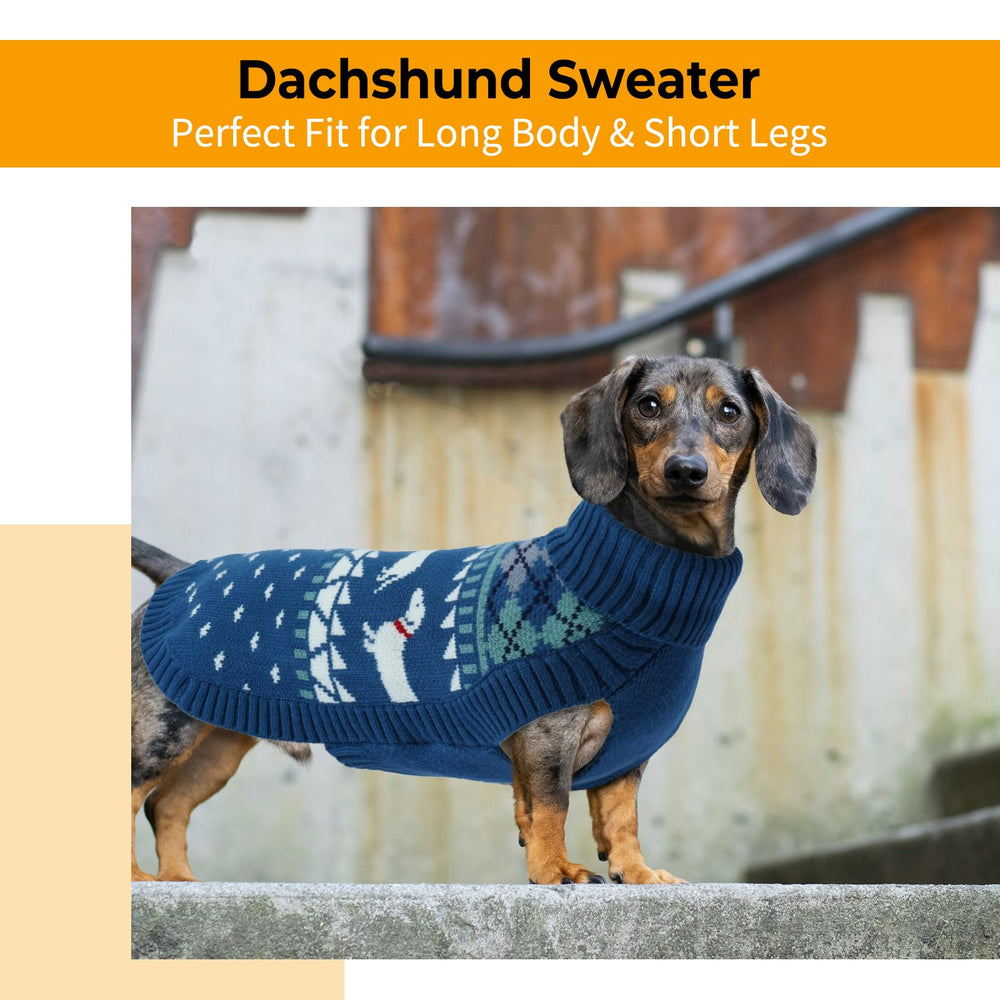 LeLePet suéter para perro salchicha con motivos festivos, perfecto para fiestas.