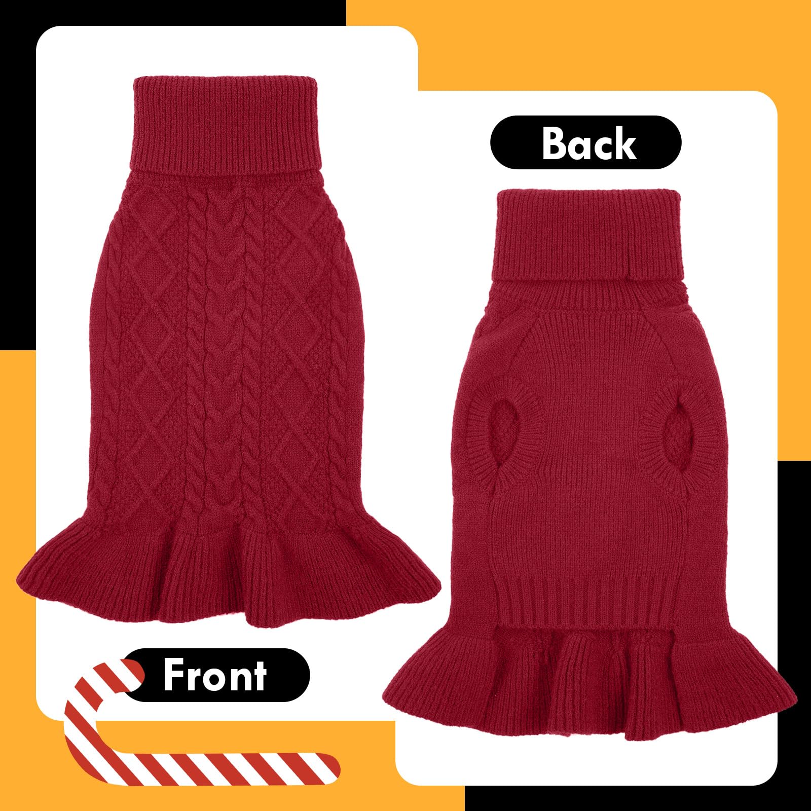 Suéter LeLePet de punto cable rojo para perro pequeño con estilo.