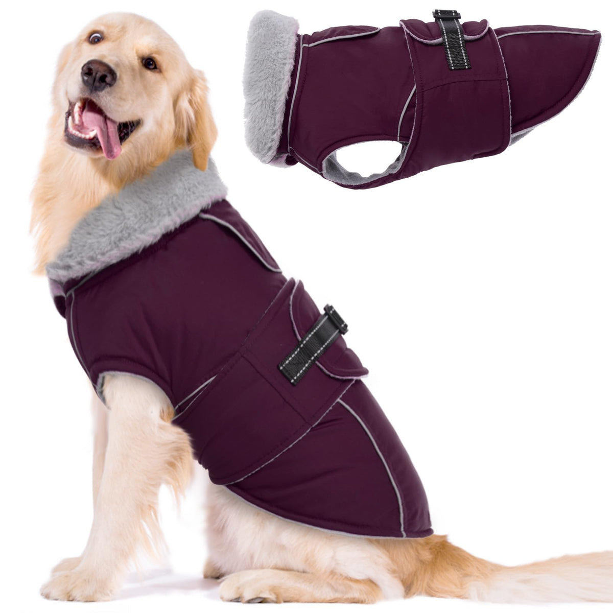 LeLePet abrigo para perro con tejido impermeable; protege contra lluvia y viento.