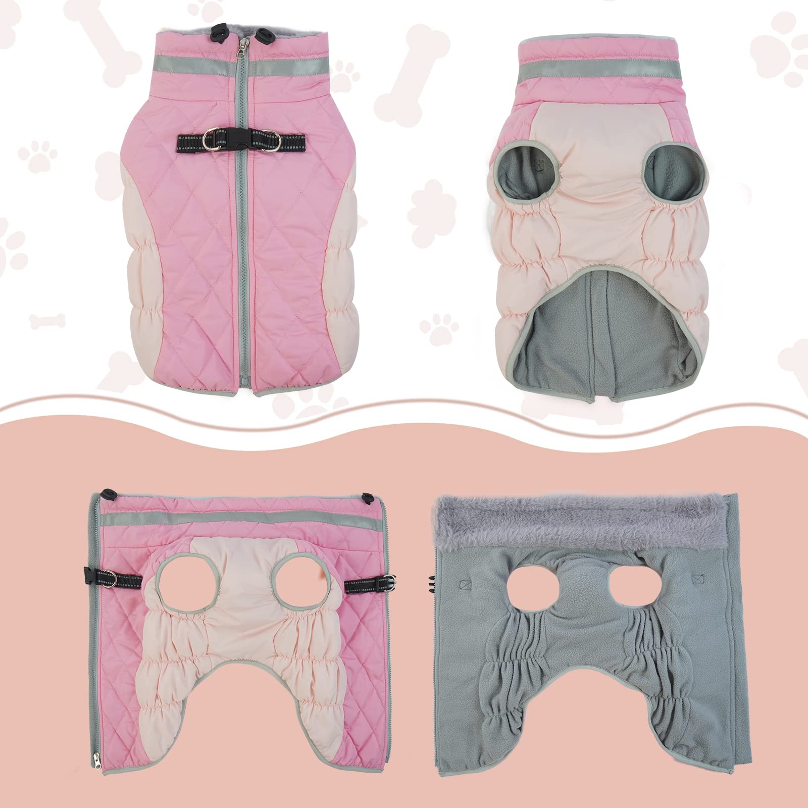 LeLePet capa perro invierno con reflectante para visibilidad nocturna.