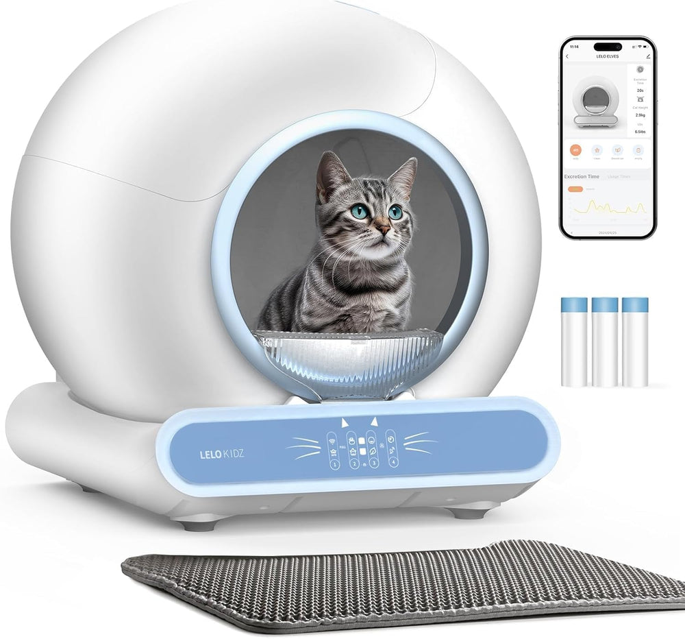 LELOKIDZ caja-arena-automatico-frontal ofrece seguridad para tu gato y limpieza sin esfuerzo.