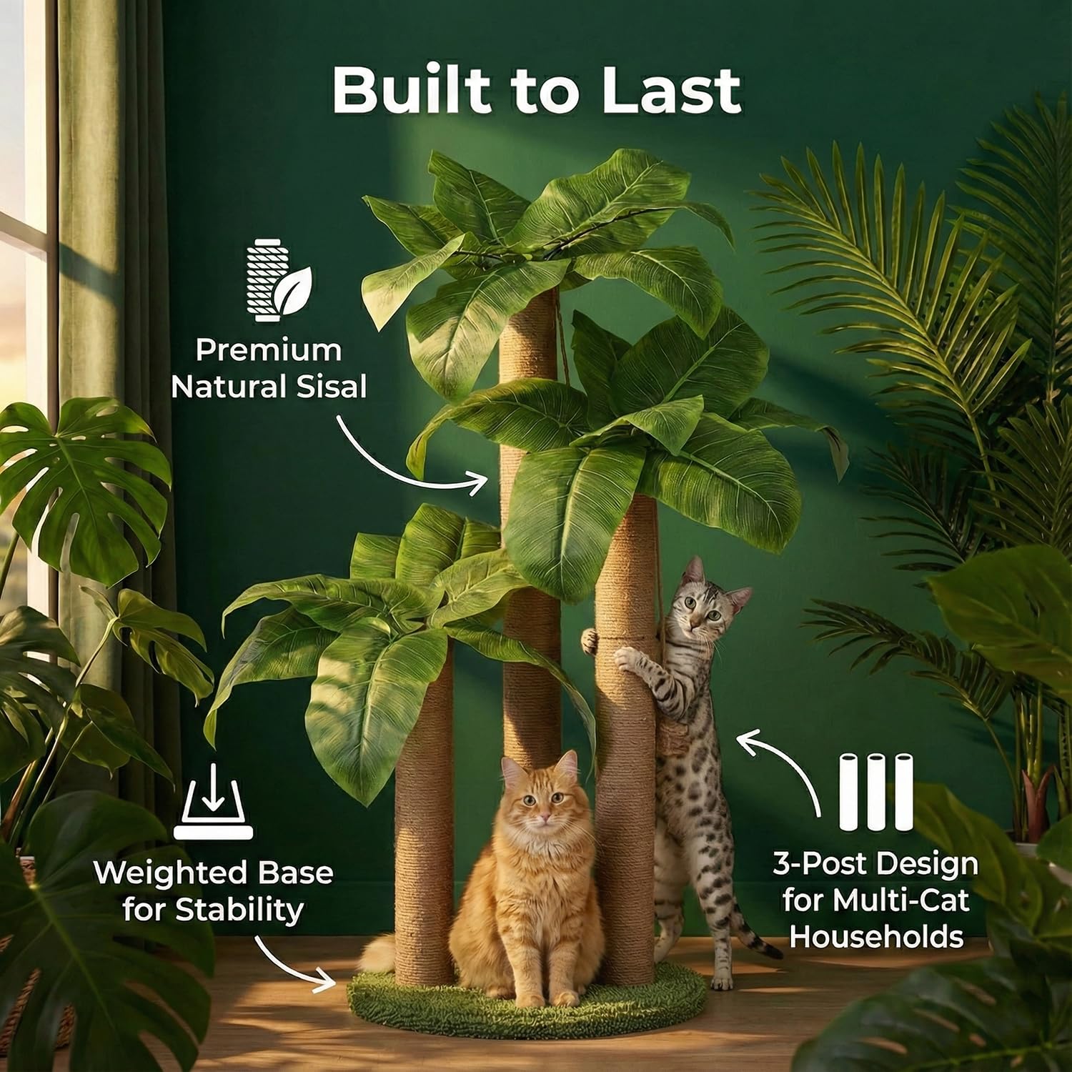 LEMONDA torre rasca-gato con bolas colgantes para juego interactivo.
