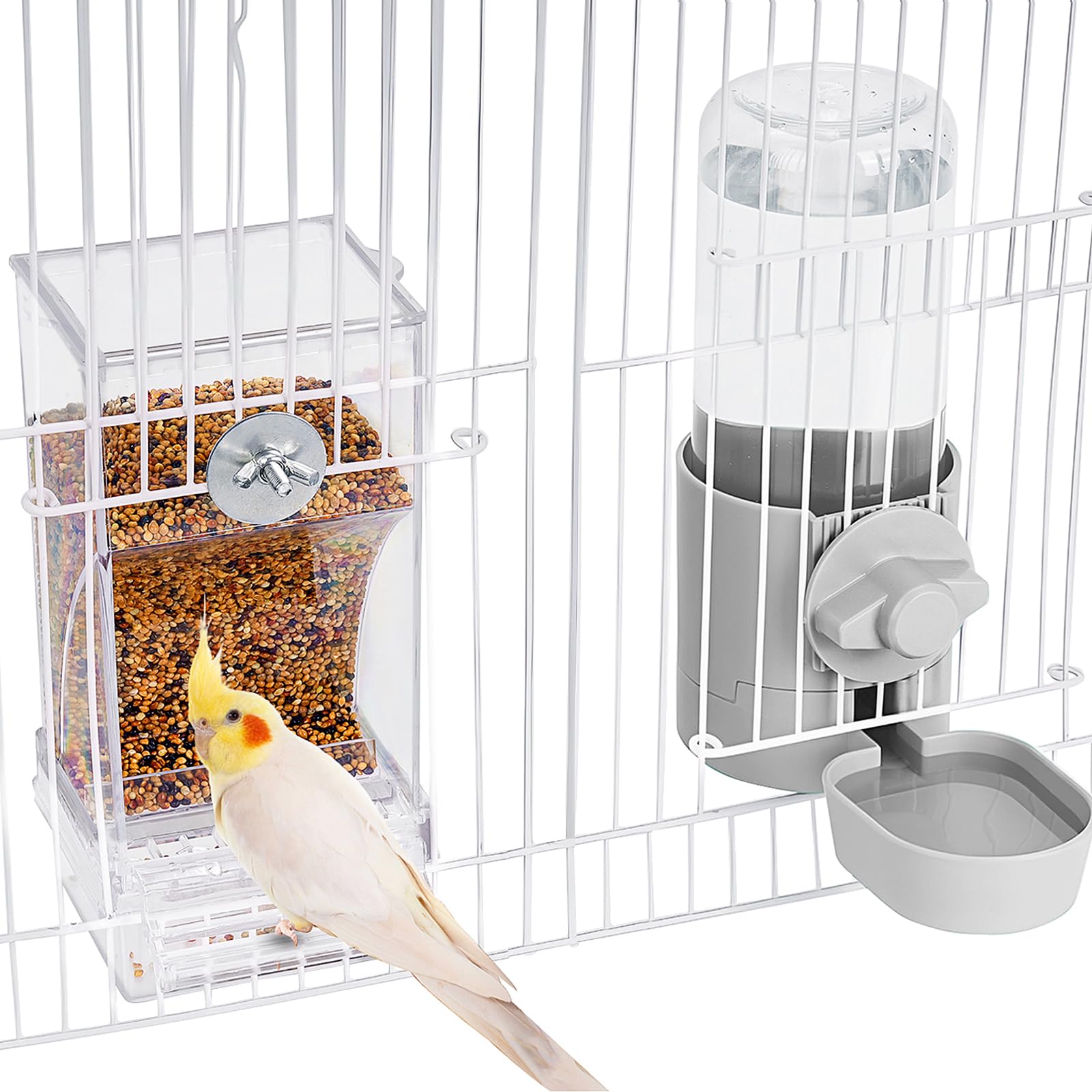 Alimentador lemtrflo sin mugre para aves, mantiene la jaula limpia.