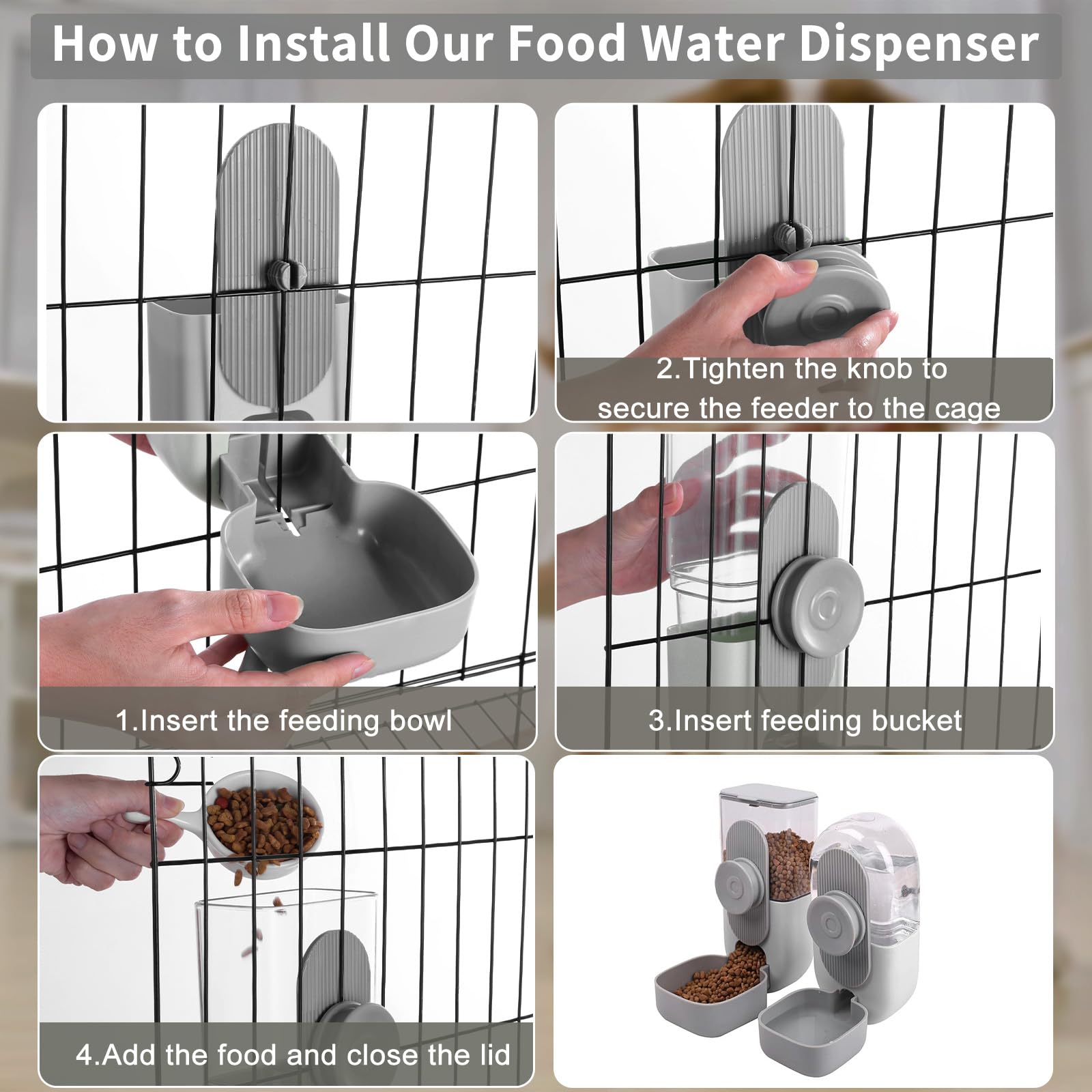 Dispensador jaula con perilla, diseño práctico para mascotas