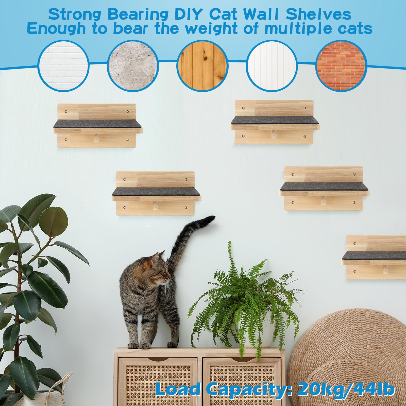 Kit de instalación Lenwen para montar estantes de gatos con tornillos.