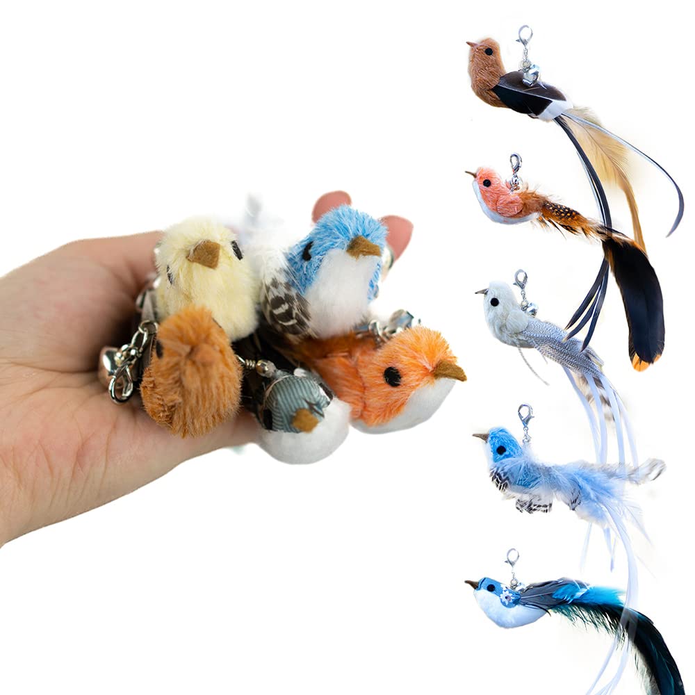 Leo's Paw pajaros de reemplazo con plumas y campanas para ejercitar y estimular al gato