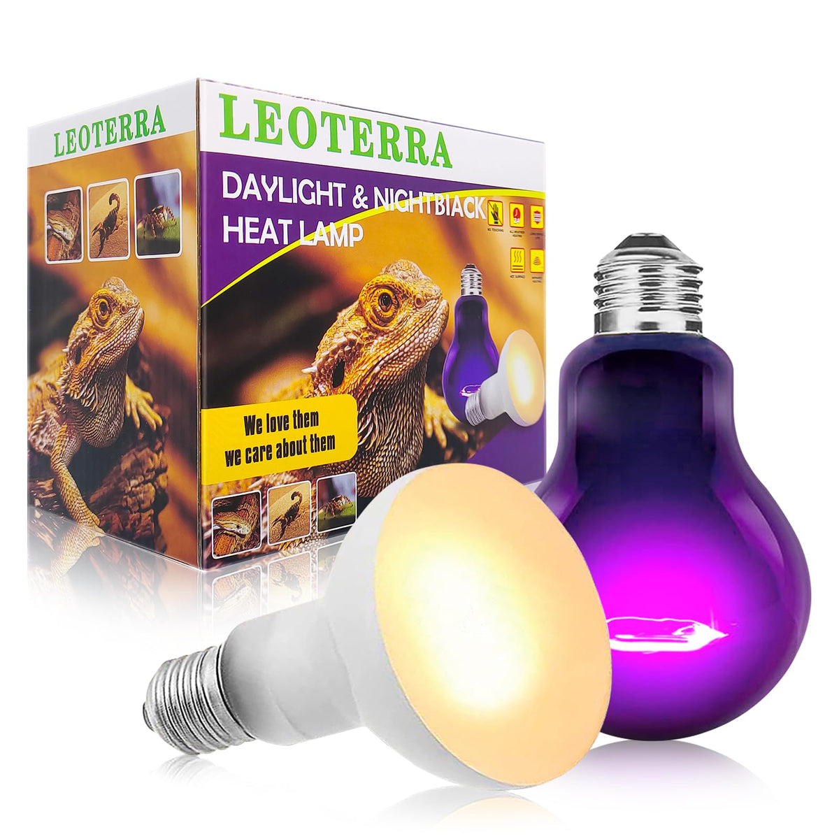 Bombilla térmica nocturna Leoterra 100W, calor suave para reptiles.