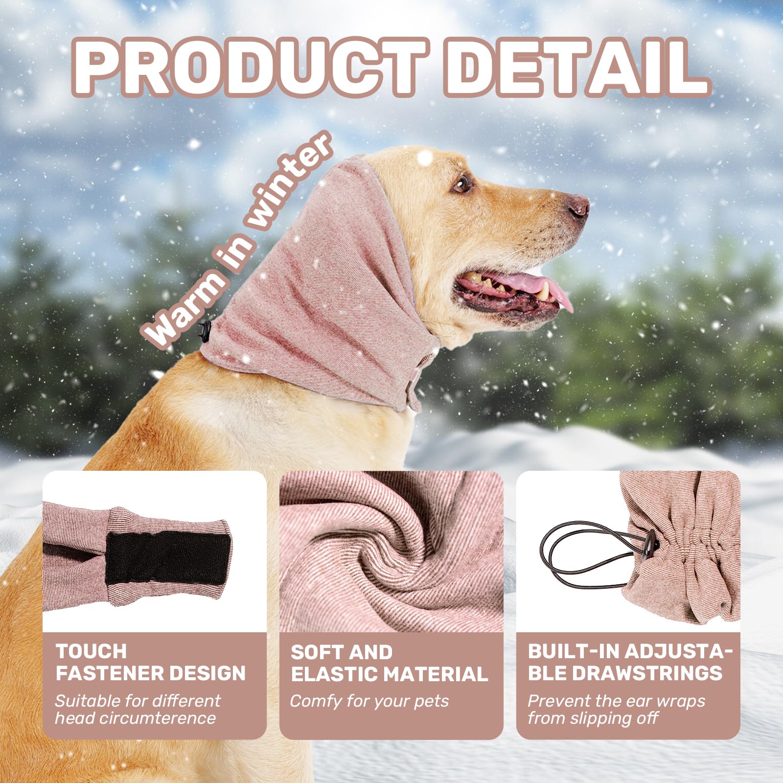 Leotrag Ear Wraps Dusty Rose, vista frontal protege orejas y reduce ruidos.