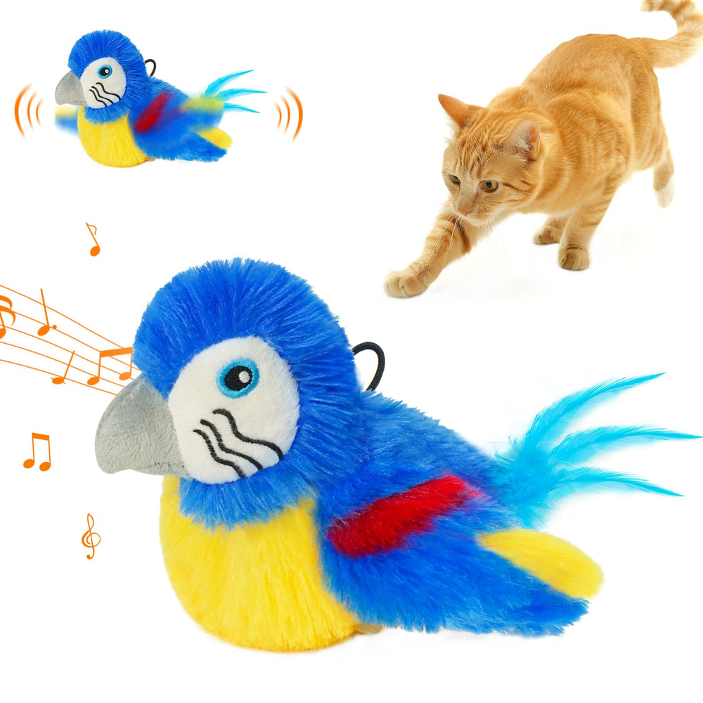 Juguete Lepawit para gatos con pajaro aleteante que fomenta la actividad física.