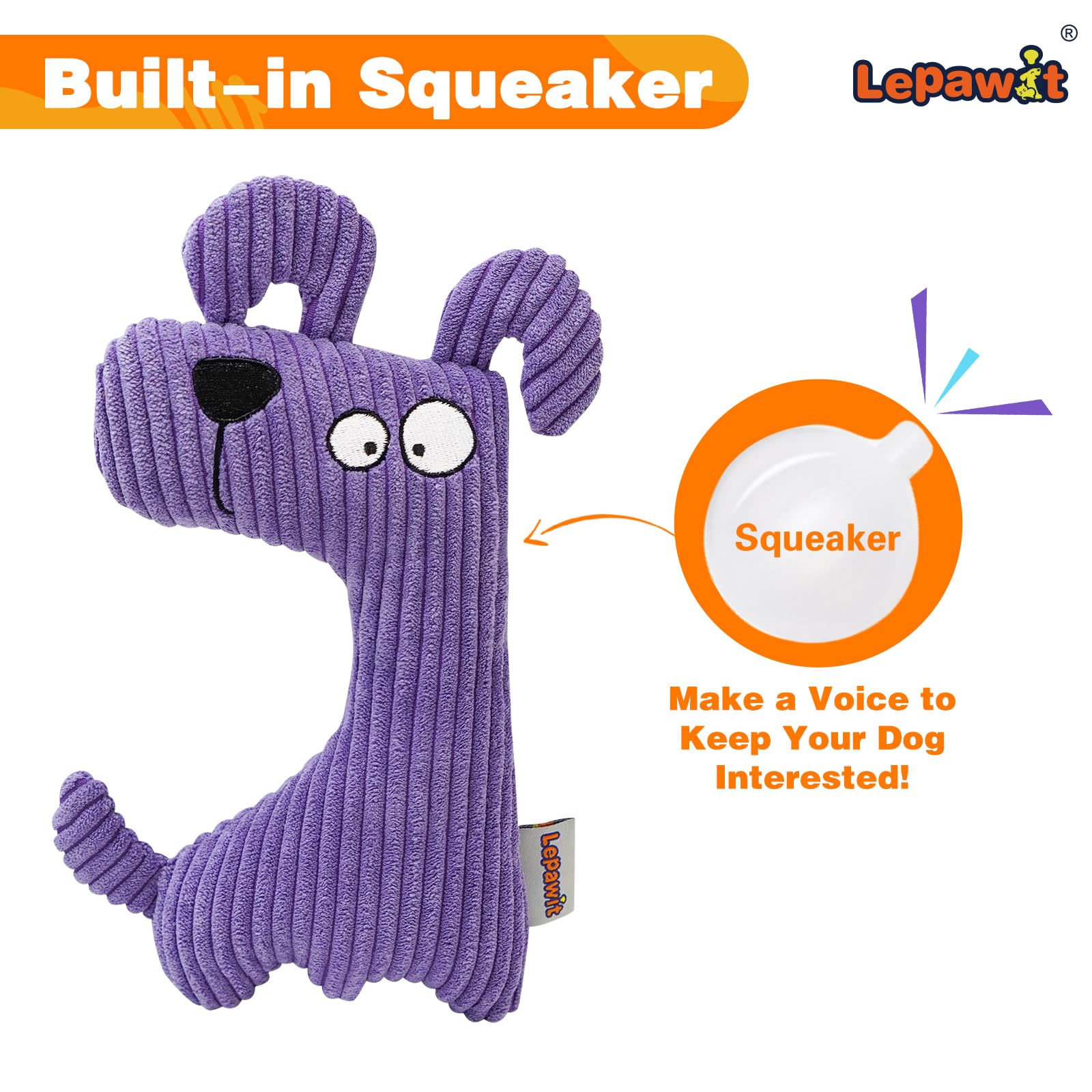 Peluche Lepawit para perro pequeño, seguro para juego en interiores.