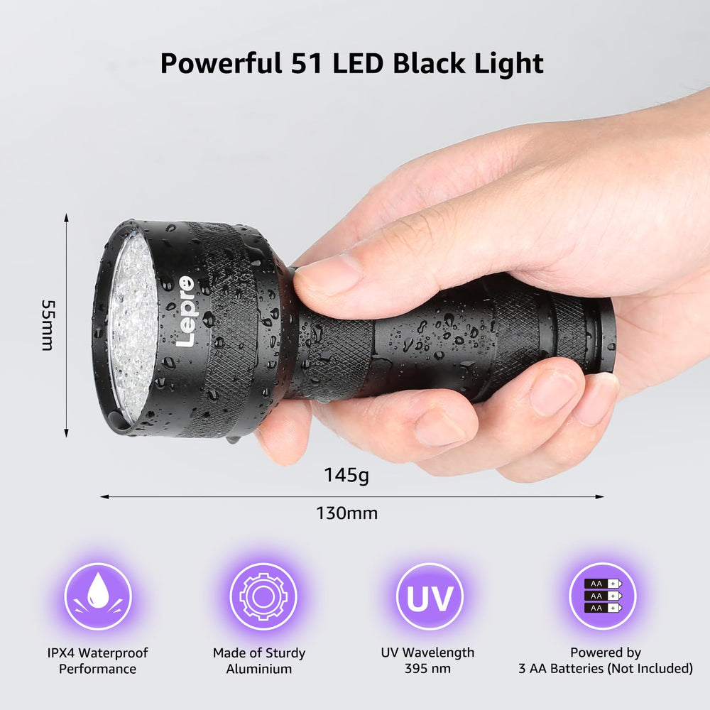 Lepro 51 LEDs UV, carcasa de aluminio resistente y durable.
