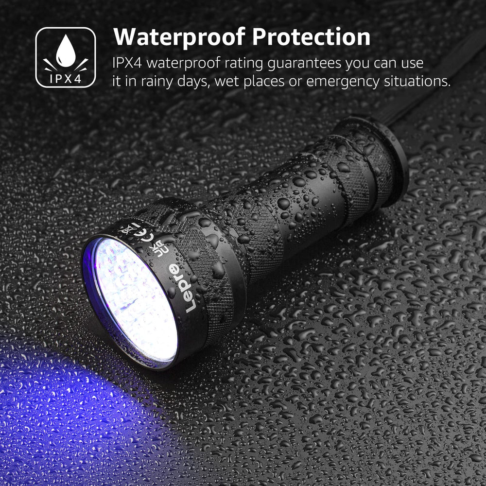 Lepro 51 LEDs UV, localiza escorpiones para mayor tranquilidad nocturna.