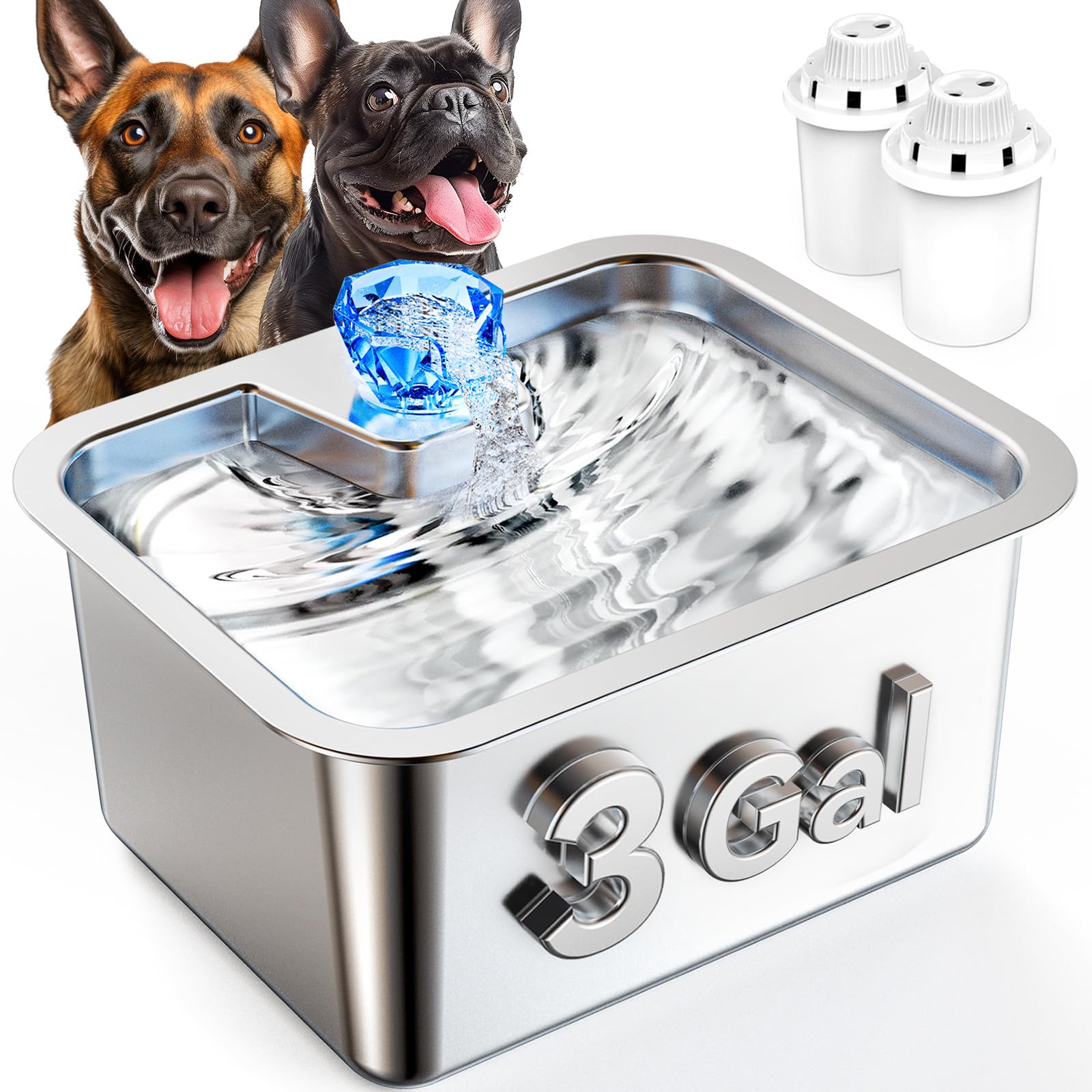 Lesotc bebedero grande en acero inoxidable, fácil de limpiar para perros grandes.