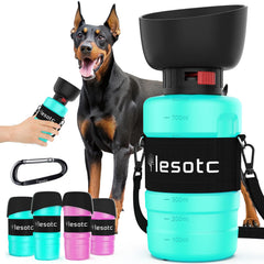 Lesotc botella para perros 800ml, gran capacidad para paseos prolongados.