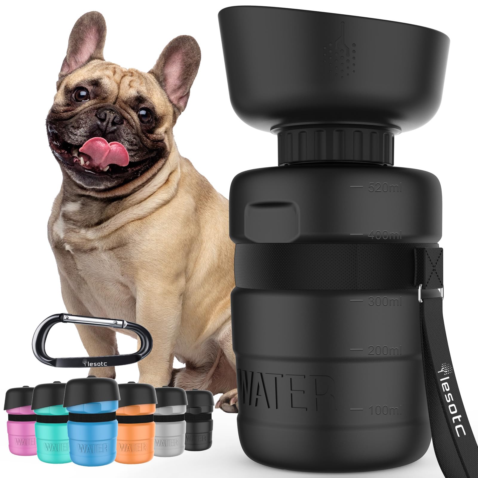 Botella de agua Lesotc para perros, portátil y práctica para paseos.